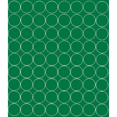 Adesivi circolari da 5 cm, 72 pezzi, colore verde opaco.