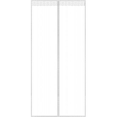 Moustiquaire Porte - 140 x 240 cm - Avec Aimants Forts et Fermeture Automatique - Pour Balcon Porte d'Entrée Séjour - Sans Perçage - Blanc