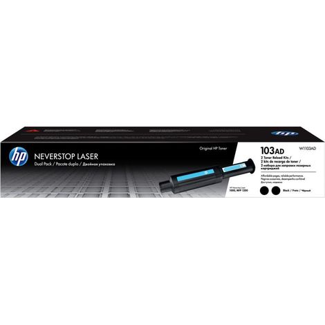 Pack de 2 cartuchos de toner originales HP W1103A (103A) de alta calidad.
Adecuado para uso en las siguientes impresoras:
HP Neverstop Laser 1000a
HP (1/5)