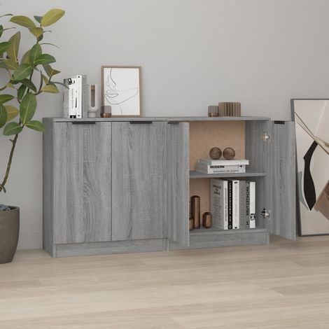 Lot de 2 Buffets Bahut Meubles de rangement Commode Sonoma gris 60x30x70 cm Bois d'ingénierie 31457 (1/5)