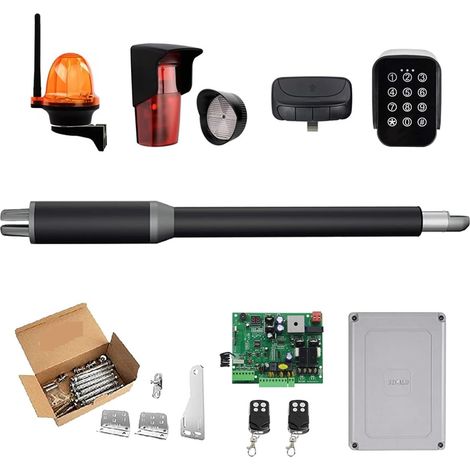 Kit d'ouvre-portes automatiques Ouvre-porte automatique à balançoire simple - 10 pieds de long 450 lbs Ouvre-porte à verrouillage électrique avec contrôle Wifi solaire pour accessoires de portail coul (1/5)