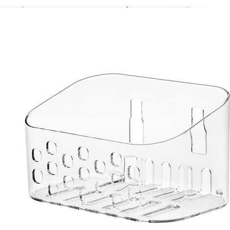 Petit panier de douche mural sans perçage pour salle de bain et cuisine, plastique transparent, Porte-Savon Douche sans Perçage (1/5)