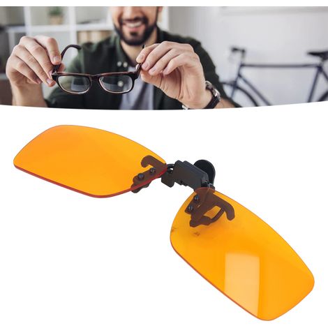 Tragbare, orangefarbene, aufsteckbare Schutzbrille gegen Strahlung und blaues Licht, quadratische Form (1/5)