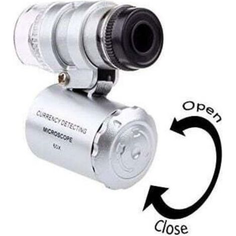 Mini loupe de bijoutier éclairée - - Grossissement x60 - Lumière LED et UV - Format de poche - Légère (1/4)