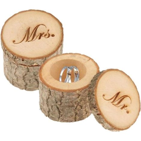 Boîte à Bagues en Bois 2 PCS Boîte de Bague Anneau Alliance Mar (1/5)
