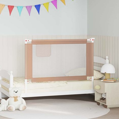 Barrière de lit enfant anti-chute en tissu polyester taupe 120 x 25 cm - PANGIVO (1/5)