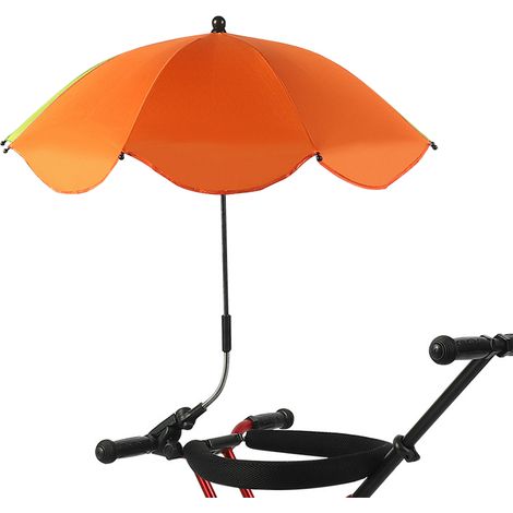 Sombrilla de silla con pinza, portátil, toldo de fibra de poliéster naranja, ajustable 360°, UPF 50+, diámetro 66 cm, altura 78 cm (1/5)