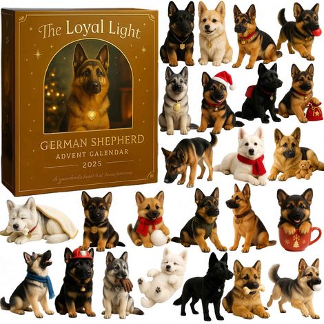 Calendrier De Lavent - Figurines En Acrylique - Chien Berger Allemand - 24 Compartiments - Pour Collectionneurs Et Amateurs De Chiens - Lot De 1 (1/3)