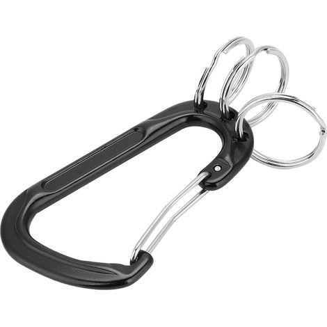 Mousqueton multifonctionnel en alliage d'aluminium avec boucle en D pour l'alpinisme et les activités de plein air, noir (1/5)
