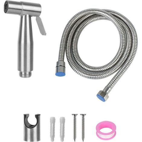 Ensemble de douchette pour toilettes, douchette de baignoire portable, tuyau en acier inoxydable + support (1/5)