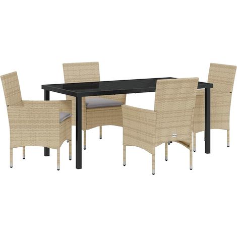 Maison Exclusive - Set da Pranzo per Giardino con cuscino 5 pcs Beige polyrattan (1/5)