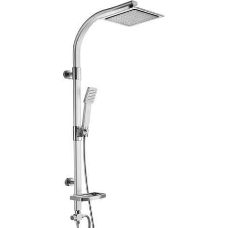 Duschsäule, Aluminium, Duschkopf mit 100 Düsen, Handbrause mit 48 Düsen, Antikalk-Beschichtung, Badezimmer (1/5)