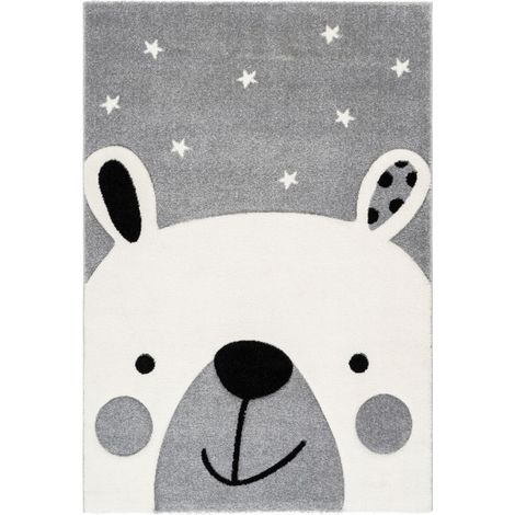 Tapis de Chambre Enfant Ours "Leonora" Argent 80 x 150 cm (1/4)