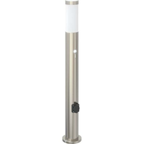 Baliza luminosa con sensor y toma de corriente, 80 cm, acero inoxidable, IP44 vidaXL
