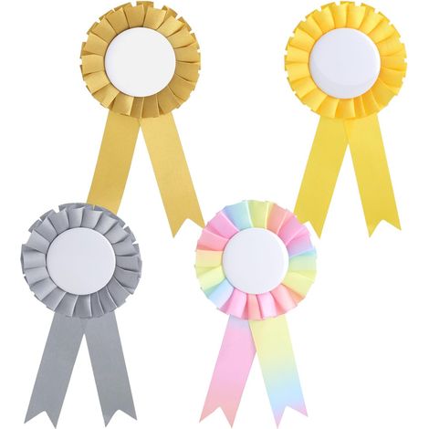 Rosaces pour Cheval de Loisir - Lot de 4 - Polyester Satiné - Nœuds de Tournoi Personnalisables - Compétitions et Fêtes - 15,5cm Multicolore (1/5)