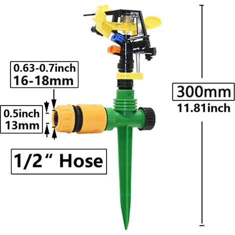 (C) Arroseurs à jet rotatif à 360 degrés, buses à bascule à double sortie, filetage mâle 1/2" pour l'irrigation des jardins, des fermes et des pelouses (1/5)