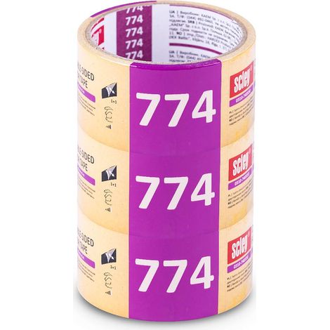 Scley 3x nastro biadesivo 48 mm x 5 m serie 774. Nastro per moquette e adesivo universale per vetro, plastica, legno e metallo. Alta tenuta per fissaggio sicuro su diverse superfici. (1/5)