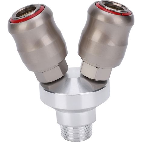 Raccord Rapide Pneumatique 2 Voies Chromé Acier Carbone Filetage G1/2 (1/5)