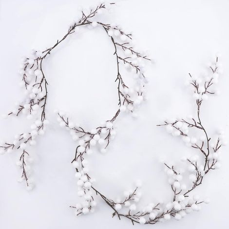 Guirlande de Houx Artificiel Blanc givré de 1,6 m - Guirlande de Baies de Houx artificielles - Guirlande de Noël à Suspendre - pour Sapin de Noël ou Couronne (1/5)