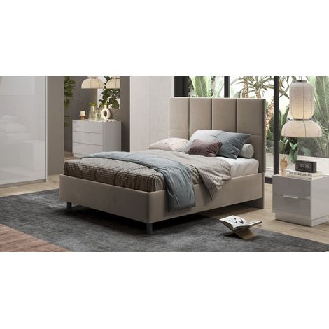 Letto matrimoniale contenitore 162x200 – Velluto, design sofisticato e comfort avvolgente - BLUSH  Sabbia (1/2)