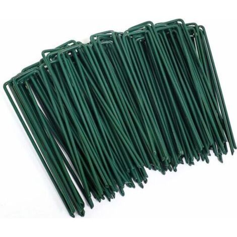 Piquets de Jardin 30 pcs,Piquets de Fixation en Acier pour Jardin Toiles de Paillages et de Jardinage Grillage,Galvanisé Antirouille à Chaud Agrafes en Forme de U(150 mm de Long 3mm largeur (1/5)
