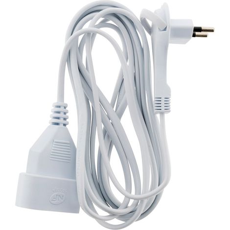 Zenitech – Prolongateur sans terre 3m – Fiche extraplate 2x 0,75mm² – Intensité 6A – Puissance 1380W sous 230V – Sécurité enfant – Conforme CE et NF (1/2)