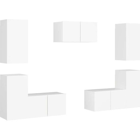 Maison Exclusive - Set di Mobili Porta TV 7 pz Bianco in Legno Multistrato (1/5)