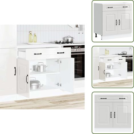Armadio in truciolato - vidaXL Base da Cucina Kalmar Bianco Lucido in Legno Multistrato - Base da cucina in legno