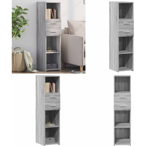 Buffet haut sonoma gris 30x42,5x124 cm bois d'ingénierie - Buffet Design Intemporel - Meuble Rangement Cuisine - Commode Salon - Étagère Ouverte - Mobilier Gris - Home & Living (1/5)