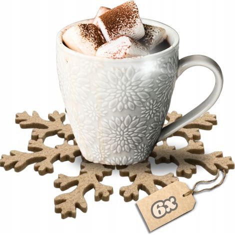 Weihnachtsdekor-Untersetzer, 6er-Set, Sternenmuster, beige (1/5)