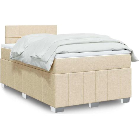 Boxspringbett mit Matratze Creme 120x200 cm Stoff (1/5)