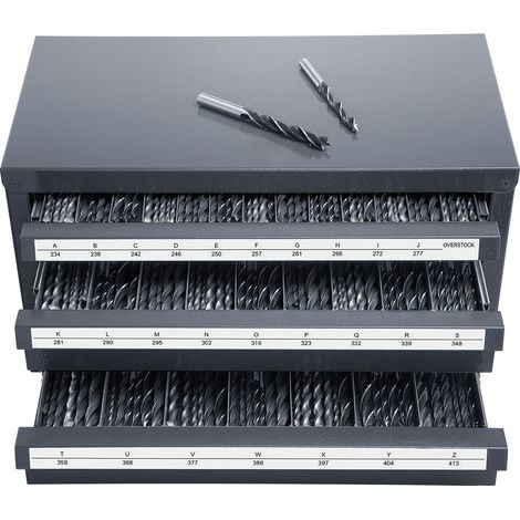 Armoire de rangement pour forets, 3 tiroirs, organiseur A à Z, acier, empilable, avec étiquettes. (1/5)