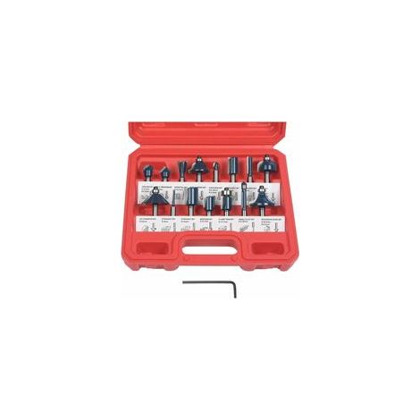 Lot de 15 fraises à rainurer droites pour défonceuse, coffret plastique – (1/4)