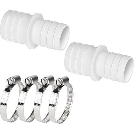 Lot de 2 raccords de tuyau 32-38 mm avec collier de serrage, adaptateur en plastique pour piscine, raccords doubles et résistants. (1/4)