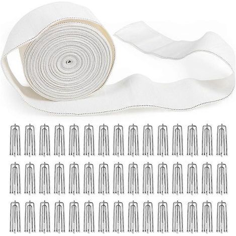 Ruban plisseur de 10 mètres pour rideaux avec 30 crochets à 4 branches (1/5)