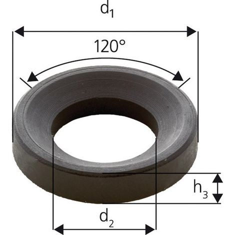 Rondella Sferica Concava Forma D, Per La Vite: M24, Diametro D2 Di 28 Mm Di Diametro D1 Foro Esterno 44 Mm, Altezza H3: 9.5 Mm Raggio (R): 32 Mm