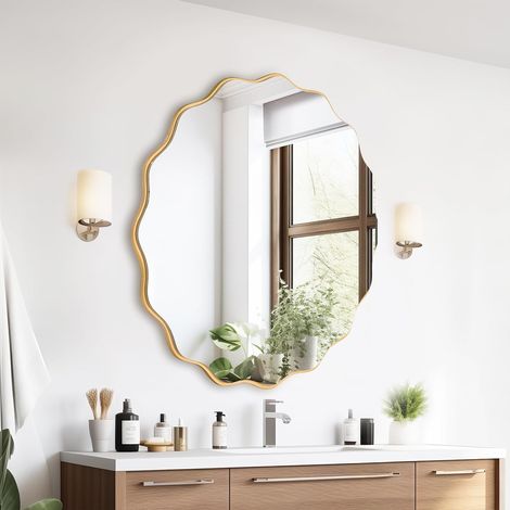 Miroir à Vagues irrégulières ⌀50 cm, Épaisseur de 3mm, Doré (1/5)