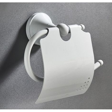 BEBUSINGOTO Retro-Toilettenpapierhalter, Wandmontage, antik-Messing, Toilettenpapierhalter mit weißer Abdeckung