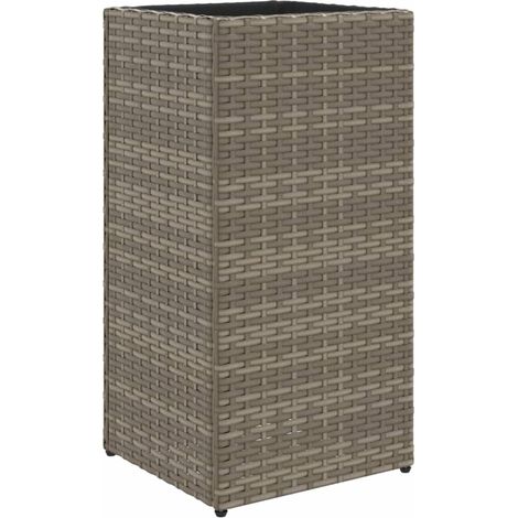 Fioriera rialzata per piante fiori terrazza giardino 30 x 30 x 60 cm resina intrecciata grigia 020037494