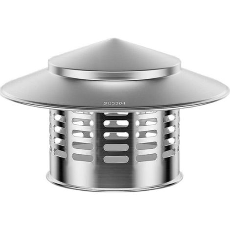 1 Pièces (110mm) Chapeau de Cheminée en Acier Inoxydable,Chapeau de Pluie de Toit,Hotte D'aération de Toit Ronde avec Vis,Pour Tuyau de Cheminée (1/4)