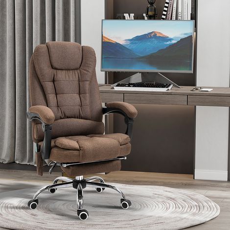 Fauteuil pour bureau direction massant chauffant hauteur réglable dossier inclinable repose-pied + coussin lombaires (1/4)
