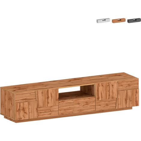 Porta TV Lowboard Pongo 220 cm Rovere Wotan - Mobile TV Soggiorno Lungo 220x45x46 (1/5)