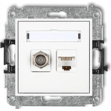 Mini prise d'antenne de type F (SAT) + prises pour ordinateur 1xRJ45 cat. 5e blanc mgfk-1