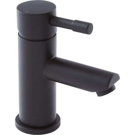 Milano Nero Bathroom Mono Basin Mixer Tap with Lever Handle - Black (1/6)