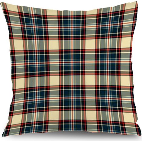 Housse de coussin carreaux été,décoration intérieur élégant,45×45cm (1/5)