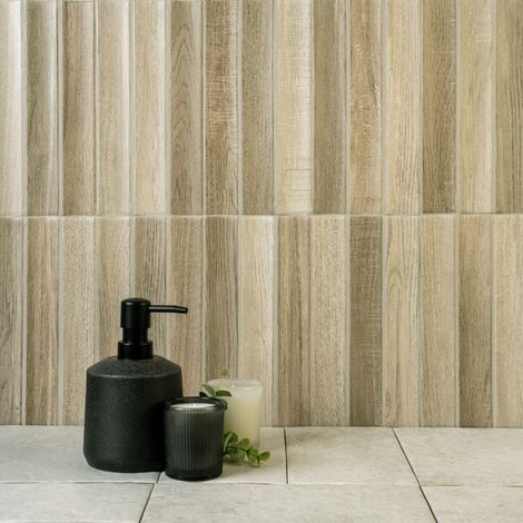 Carrelage mural intérieur effet bois mat marron 11,5x23 cm Jaipur Woods (1/2)