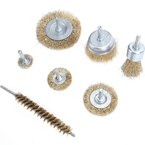 Ensemble de 7 brosses métalliques pour perceuse électrique et outil rotatif multifonction