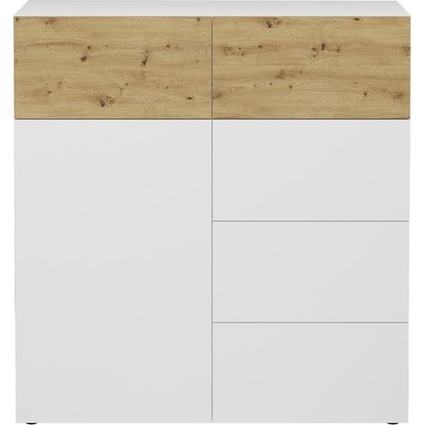 CALICOSY - Buffet 1 porte 5 tiroirs Belm 1 - L109 x H115 cm (1/3)