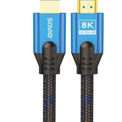 Savio HDMI (M) v2.1 cable 5m 8K copper blue-black golden tips CL-169 cable HDMI HDMI tipo A (Estándar) Negro, Azul (1/4)