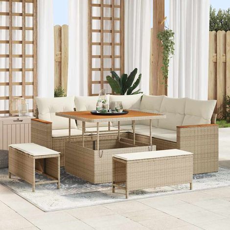 Set Divano da Giardino 8 pz Beige polyrattan vidaXL (1/5)